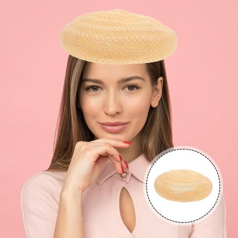 TENDYCOCO Women's Khaki Straw Hat French Beret - Woven, Lightweight, Summer Cap, Beanie, Artist Painter Hat, Suitable for Women and Teen Girls in Kuwait