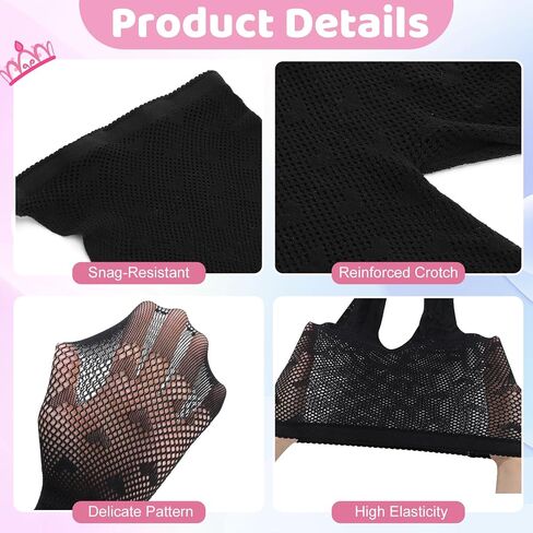 6 Pairs Girls Lace Fishnet Tights, Kids Sheer Patterned Stocking High Waist Mesh Tights for Dance Party Casual in Kuwait