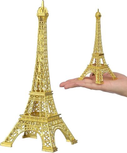 Vintage Eiffel Tower Model, Golden Zinc Alloy Architecture Statue 7 Inches, Mini French Building Centerpieces Table Cake Topper Party Decor in Saudi Arabia