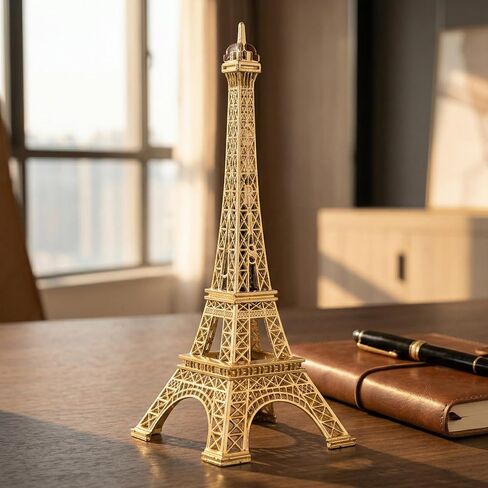 Vintage Eiffel Tower Model, Golden Zinc Alloy Architecture Statue 7 Inches, Mini French Building Centerpieces Table Cake Topper Party Decor in Saudi Arabia