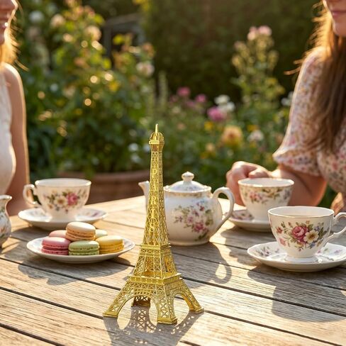 Vintage Eiffel Tower Model, Golden Zinc Alloy Architecture Statue 7 Inches, Mini French Building Centerpieces Table Cake Topper Party Decor in Saudi Arabia