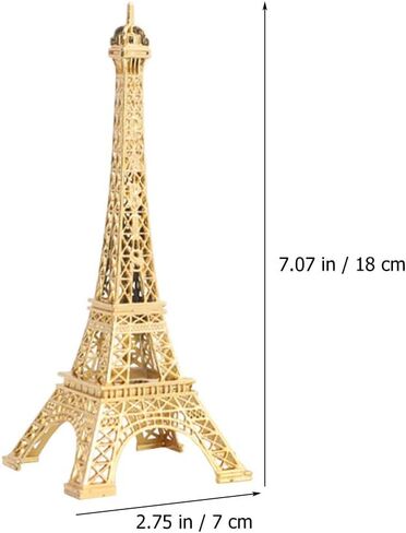 Vintage Eiffel Tower Model, Golden Zinc Alloy Architecture Statue 7 Inches, Mini French Building Centerpieces Table Cake Topper Party Decor in Saudi Arabia