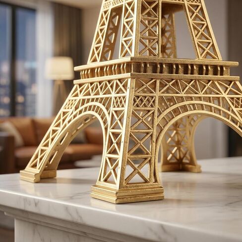 Vintage Eiffel Tower Model, Golden Zinc Alloy Architecture Statue 7 Inches, Mini French Building Centerpieces Table Cake Topper Party Decor in Saudi Arabia