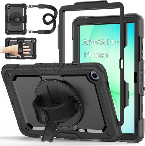 Case for Samsung Galaxy Tab A9+/A9 Plus 11 Inch 2023(SM-X210/X216/X218), Ubearkk Full-Body Drop Protection Case with Screen Protector, 360° Rotating Stand and Hand/Shoulder Strap, Navy Blue in Kuwait