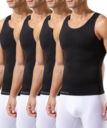 Casey Kevin Mens Compression Tank Top Sleeveless Shapewear Shirt Slimming Vest Gynecomastia Tummy Control Undershirts 4 Pack in Kuwait