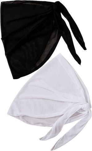 Floerns Girl's 2 Pcs Sarong Swimsuit Sheer Mesh Tie Side Beach Cover Ups Wrap Skirt in Kuwait
