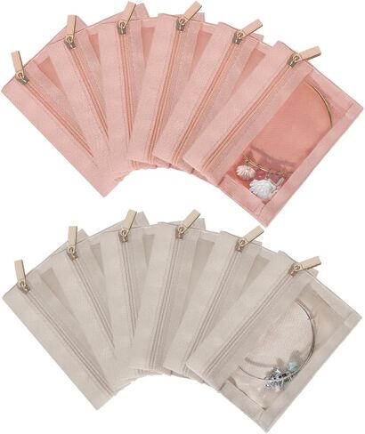 12PCS Mini PU Leather Jewelry Bag Bulk with Clear Velvet 2 Colors Portable Polyester Jewelry Travel Organizer Case Zipper Pouch Pocket for Women Rings Bracelets Earrings Necklaces in Saudi Arabia