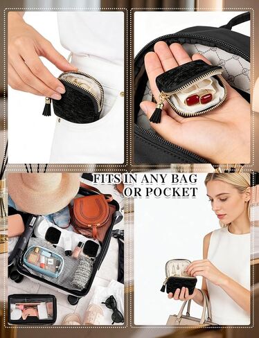 3PCS Small Jewelry Travel Bag Portable Travel Jewelry Bag with Tassel Zipper, Soft Velvet Organizer Pouch for Necklace Bracelet Rings Earring Storage Women Gift (2.7 * 3.3IN) in Saudi Arabia