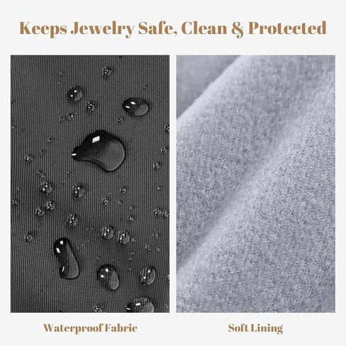 Travel Jewelry Organizer Case, Anti-Tangle Necklace Roll Bag with 12 Hooks & Clear Pockets, Foldable Chains Bracelets Storage for Women, Portable Lightweight Jewelry Holder in Kuwait
