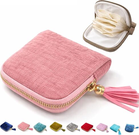 Small Travel Jewelry Pounch Case, 6-Layer Velvet Jewelry Organizer Storage Bag with Zipper, Mini Portable Pouch for Rings Earring, Anti-Scratch Jewelry Pouch Gift for Women Girls（Sapphire Blue） in Kuwait