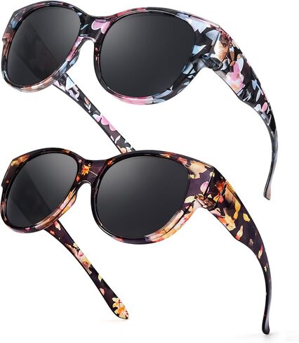 Myiaur Polarized Fit Over Glasses Sunglasses for Women, Oversize Wearover Sunglasses UV400 Protection for Driving(2 Packs) in Saudi Arabia