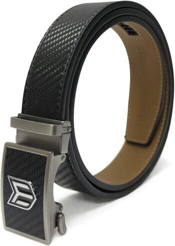 Marwin Sports Carbon Perfect Fit Ratchet Customizable Dress Casual Genuine Leather Belt with Gunmetal Chrome Embossed Buckle in Saudi Arabia