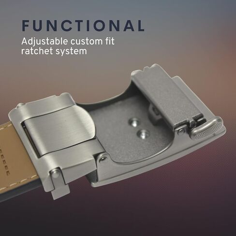 Marwin Sports Carbon Perfect Fit Ratchet Customizable Dress Casual Genuine Leather Belt with Gunmetal Chrome Embossed Buckle in Saudi Arabia