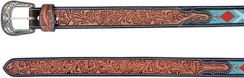 Affilare Western Genuine Leather Heavy Duty Beaded Tooled Belt For Men and Women 30AB005 in Kuwait