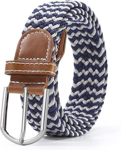 Unisex Multicolored Braided Elastic Golf Belts, Casual Woven Stretch Waist Belts in Kuwait