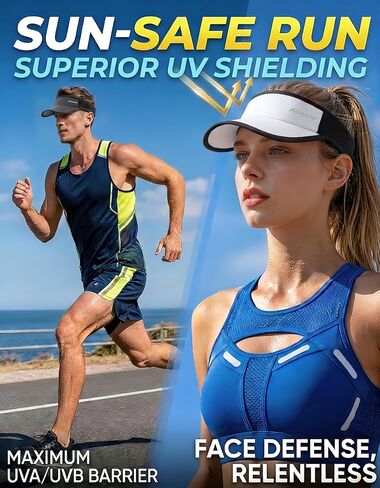 Acozycoo Sports Sun Visors for Women Men, Hard Brim UV Protection Visor Hat, Cooling Cap for Golf Tennis Running in Saudi Arabia