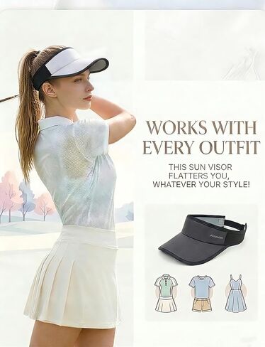 Acozycoo Sports Sun Visors for Women Men, Hard Brim UV Protection Visor Hat, Cooling Cap for Golf Tennis Running in Saudi Arabia