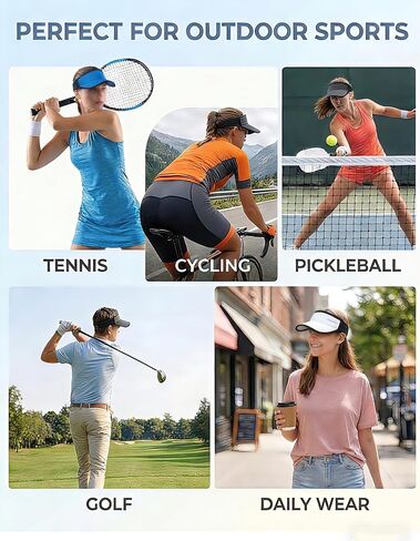 Acozycoo Sports Sun Visors for Women Men, Hard Brim UV Protection Visor Hat, Cooling Cap for Golf Tennis Running in Saudi Arabia