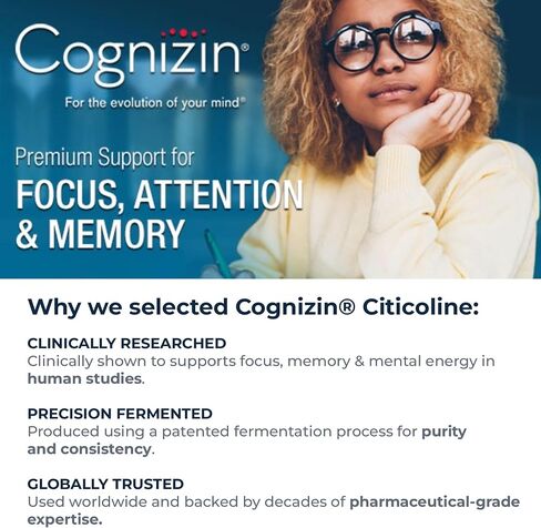 Cognizin® Citicoline 500mg Capsules – CDP Choline Brain Supplement for Focus, Memory & Mental Clarity – Full Dose in 1 Capsule, No Fillers, Vegan, Non-GMO – 60 Count in Saudi Arabia