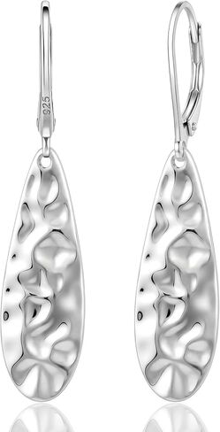 Trinckle 925 Sterling Silver Dangle Earrings, Spiral Twist and Teardrop Leverback Earrings for Women and Girls Hypoallergenic Sterling Silver Dangly Vintage Jewelry for Everyday Silvar Accessories for Wedding Prom in Kuwait