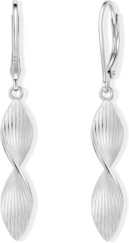 Trinckle 925 Sterling Silver Dangle Earrings, Spiral Twist and Teardrop Leverback Earrings for Women and Girls Hypoallergenic Sterling Silver Dangly Vintage Jewelry for Everyday Silvar Accessories for Wedding Prom in Kuwait