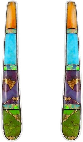 925 Sterling Silver with Genuine Gemstone & Turquoise Earrings in Kuwait