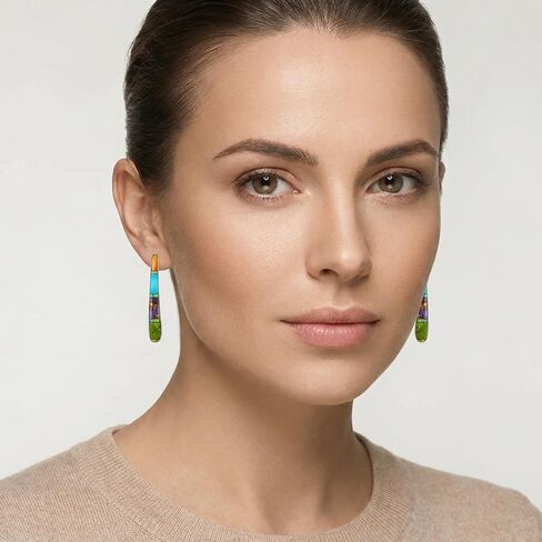 925 Sterling Silver with Genuine Gemstone & Turquoise Earrings in Kuwait