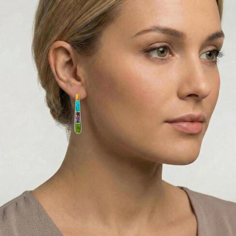 925 Sterling Silver with Genuine Gemstone & Turquoise Earrings in Kuwait