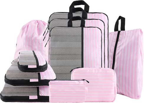 U+U 6 Set Compression Packing Cubes - Travel Organizers with Laundry Bag, Space-Saving Suitcase Organizer, Expandable Packing Organizers for Travel Essentials (Polka Dot) in Saudi Arabia