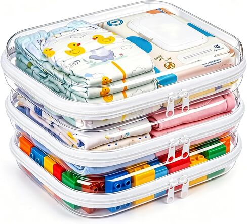 5 Pack Diaper Bag Organizer Pouches, Clear Hard Shell Zipper Cases for Baby Travel Essentials, Waterproof Storage Box for Pacifier Snacks Toys Wipes Clothes, Makeup Bag, Lego Toy Storage, Toiletry Bag in Saudi Arabia