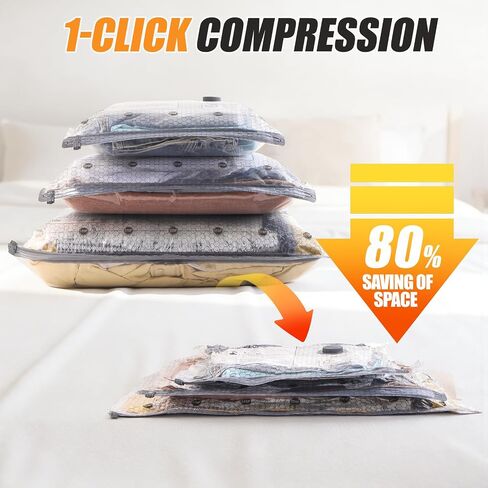 Travel Vacuum Storage Bags with Pump, 16 Pack Carry-on Compression Packing Bags + Portable Electric Pump, 80% Space Saver of Clothes, Vacuum Seal Bags for Clothing Travel Luggage in Kuwait