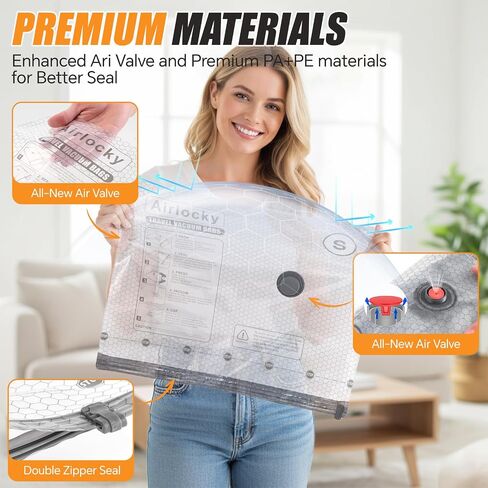 Travel Vacuum Storage Bags with Pump, 16 Pack Carry-on Compression Packing Bags + Portable Electric Pump, 80% Space Saver of Clothes, Vacuum Seal Bags for Clothing Travel Luggage in Kuwait