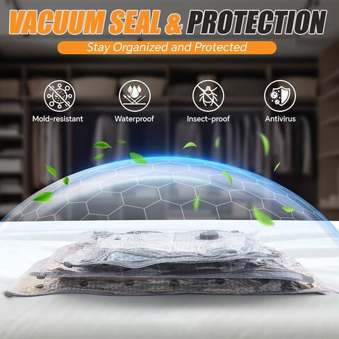 Travel Vacuum Storage Bags with Pump, 16 Pack Carry-on Compression Packing Bags + Portable Electric Pump, 80% Space Saver of Clothes, Vacuum Seal Bags for Clothing Travel Luggage in Kuwait