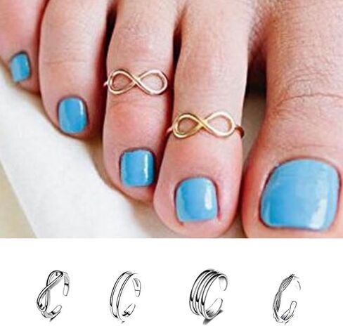 4PCS Toe Rings Alloy Jewelry Set Beach Wedding Accessories Travel Tootsies Rings for Water Activities Sea Theme Gift in Kuwait