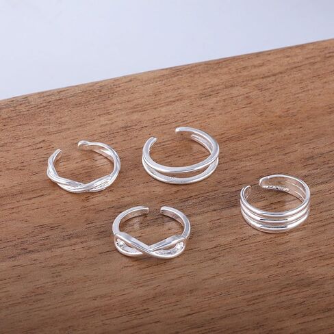 4PCS Toe Rings Alloy Jewelry Set Beach Wedding Accessories Travel Tootsies Rings for Water Activities Sea Theme Gift in Kuwait