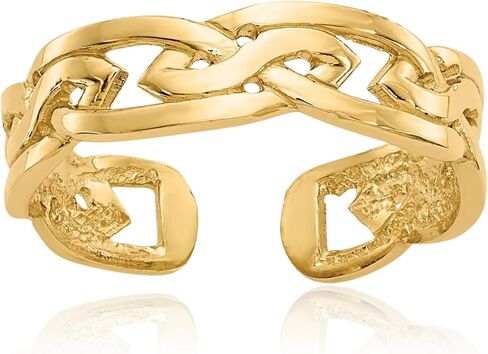 IceCarats 14K Solid Yellow Gold Celtic Weave Adjustable Toe Ring Polished For Her For Him in Kuwait