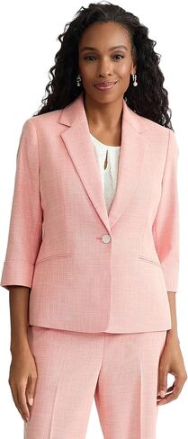 Kasper Women's One-Button Notch Collar Cuff Sleeve Linen Blazer in Kuwait