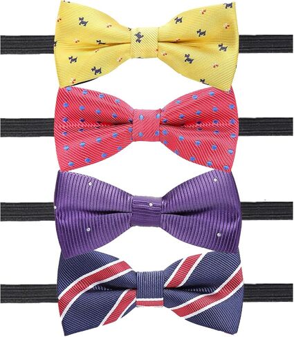 AUSKY 4 Pack Kids Bow Ties for Boys, Pre-Tied Adjustable Toddler Bowtie Set for Age 1-10 Years Old in Kuwait