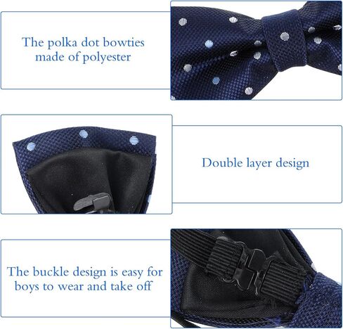 Boys Polka Dot Bow Ties, Pre-Tied Clip On Bowties For Kids, Adjustable School Party Wedding Celebration Accessories, Classic Design in Kuwait