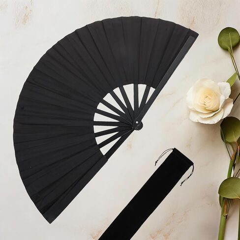 Large Folding Fans for Line Dancing, Boots on The Ground Hand Fan for Women Foldable, 13in Nylon-Cloth Clacking Rave Fans in Kuwait