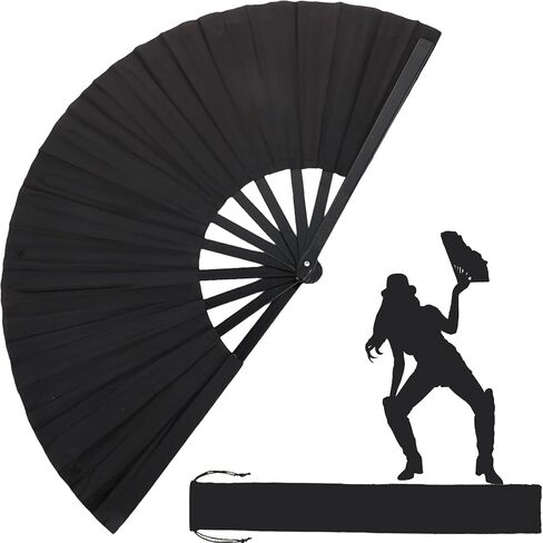 Large Folding Fans for Line Dancing, Boots on The Ground Hand Fan for Women Foldable, 13in Nylon-Cloth Clacking Rave Fans in Kuwait