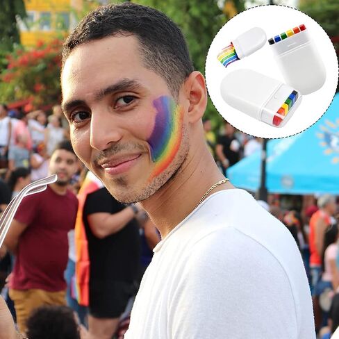Gay Pride Accessories Set, Rainbow Hand Fan Set with Rainbow face Paint Handheld Folding Fan Foldable Reusable Grocery Bag for Pride Month Party Parades Accessories in Saudi Arabia