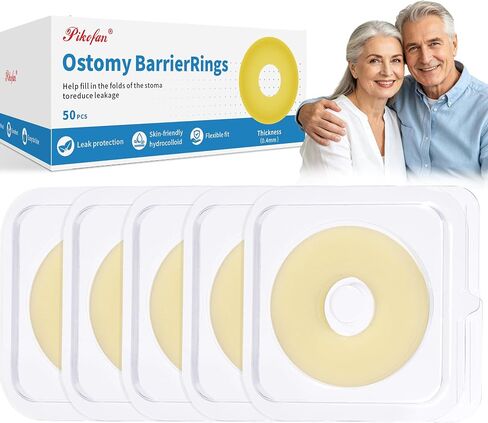 50 PCS 4mm Ostomy Barrier Rings, Medical Hydrocolloid Colostomy Supplies, Moldable Barrier Rings for Ostomy Bag, Suitable for Colostomy, Ileostomy and Urostomy, Skin-Friendly, Leak-Proof Seal in Saudi Arabia