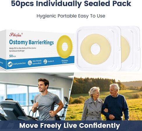 50 PCS 4mm Ostomy Barrier Rings, Medical Hydrocolloid Colostomy Supplies, Moldable Barrier Rings for Ostomy Bag, Suitable for Colostomy, Ileostomy and Urostomy, Skin-Friendly, Leak-Proof Seal in Saudi Arabia