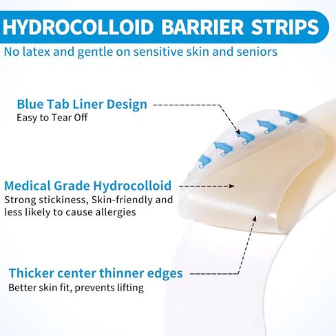 60 PCS Enhanced Ostomy Barrier Strips, Medical Hydrocolloid ostomy supplies, Skin Adhesive Barrier Strips for Colostomy Bags ileostomy supplies, Contains no latex, Great for sensitive skin and seniors in Saudi Arabia
