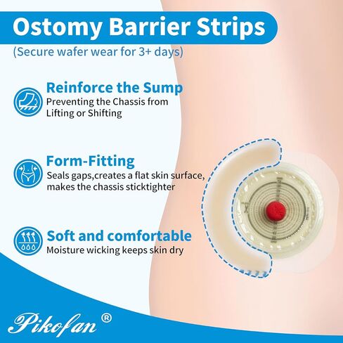 60 PCS Enhanced Ostomy Barrier Strips, Medical Hydrocolloid ostomy supplies, Skin Adhesive Barrier Strips for Colostomy Bags ileostomy supplies, Contains no latex, Great for sensitive skin and seniors in Saudi Arabia