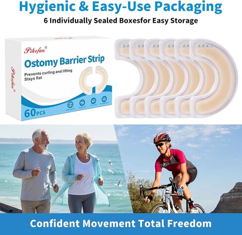 60 PCS Enhanced Ostomy Barrier Strips, Medical Hydrocolloid ostomy supplies, Skin Adhesive Barrier Strips for Colostomy Bags ileostomy supplies, Contains no latex, Great for sensitive skin and seniors in Saudi Arabia