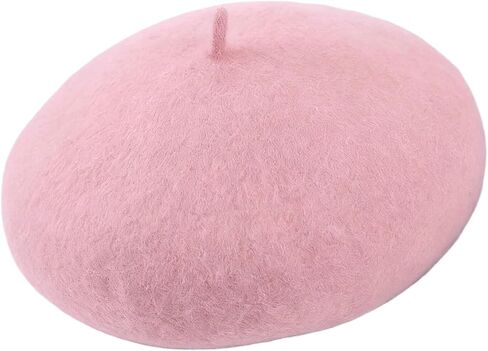 Women French Wool Beret Hats - Solid Color Classic Beanie Winter Cap - Unisex Wool Hat for Men & Women,Cosplay,Costume Party, Parisian Fashion Accessory(Pink) in Saudi Arabia