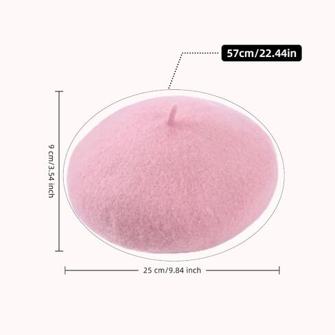 Women French Wool Beret Hats - Solid Color Classic Beanie Winter Cap - Unisex Wool Hat for Men & Women,Cosplay,Costume Party, Parisian Fashion Accessory(Pink) in Saudi Arabia