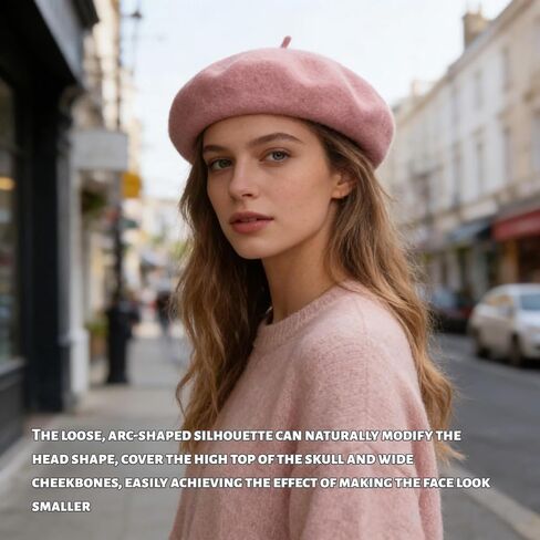 Women French Wool Beret Hats - Solid Color Classic Beanie Winter Cap - Unisex Wool Hat for Men & Women,Cosplay,Costume Party, Parisian Fashion Accessory(Pink) in Saudi Arabia